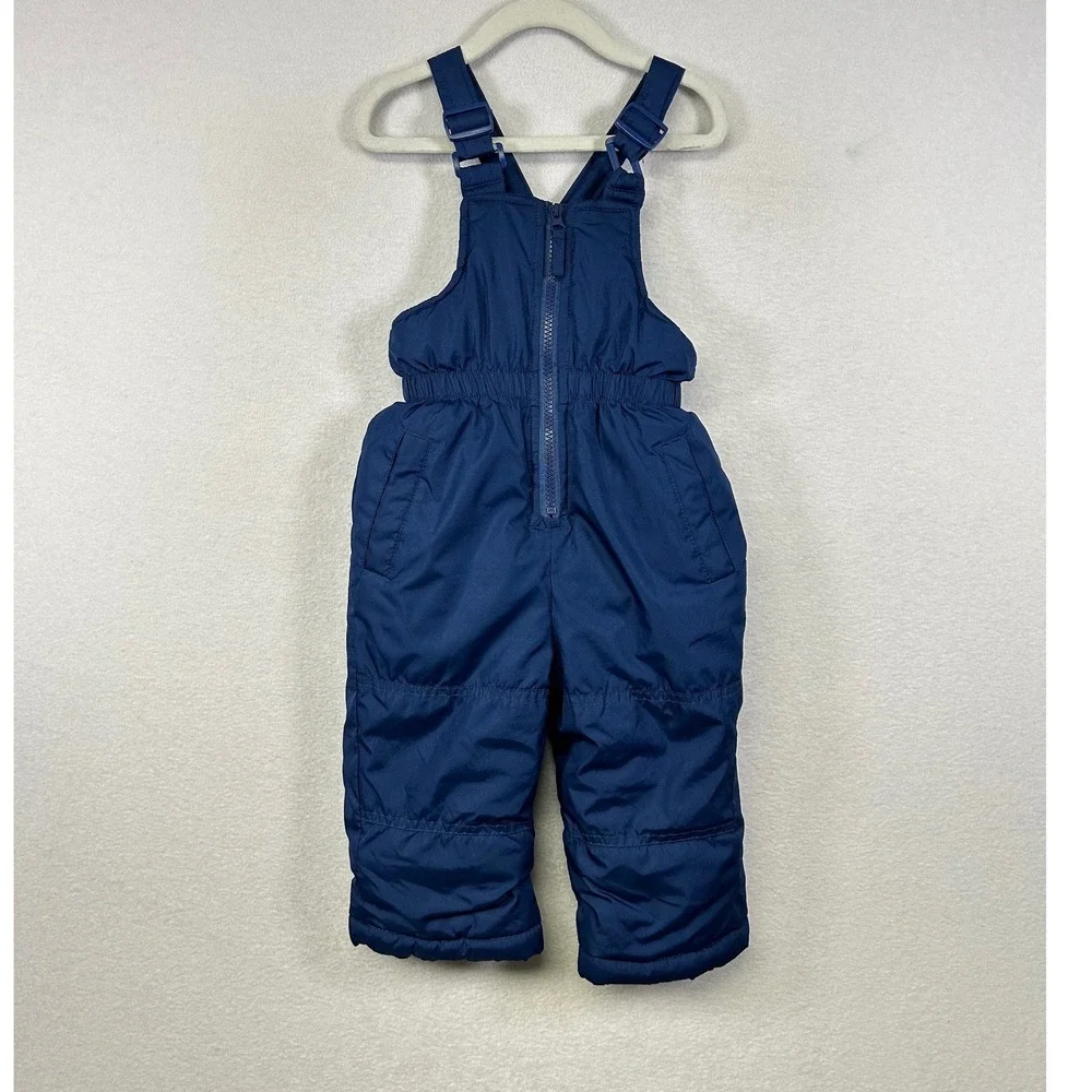 Pink Platinum Toddler Girls Navy‎ Blue Snow Bib Overalls Size 12 Months